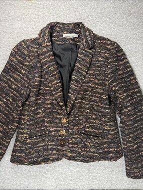 Emil Rutenberg Women's Black Multicolor Tweed Blazer Jacket Size 8